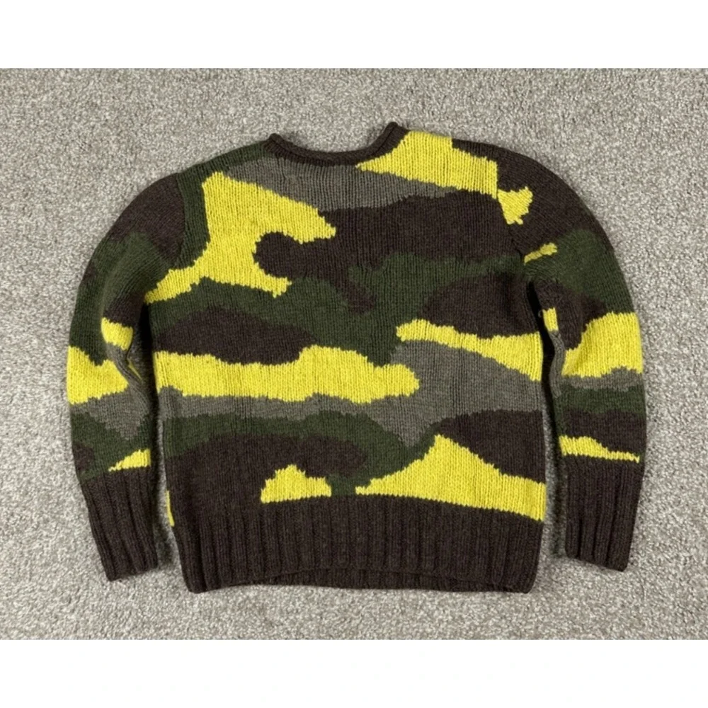 Ann Mashburn Sweater Womens Medium Brown Green Camo Wool Blend Chunky Knit - Picture 8 of 9